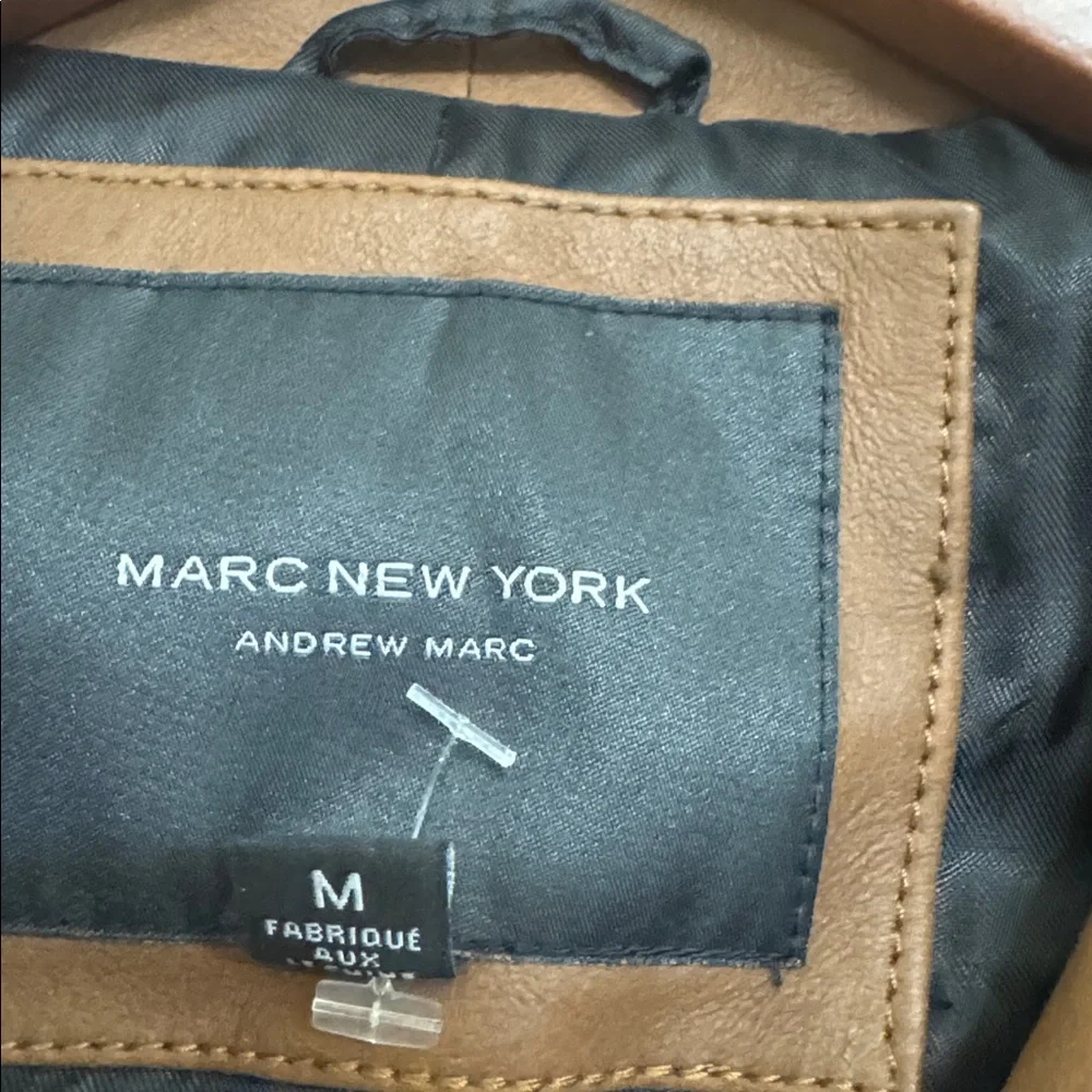 Andrew Marc Genuine Leather Moto Jacket Brown Asymmetrical Zip Size M - Picture 5 of 7